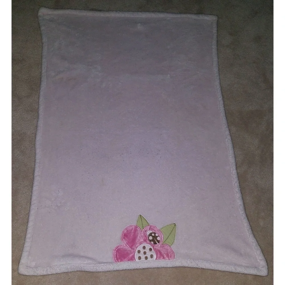 Tiddliwinks Flower Ladybug Pink Baby Blanket Lovey Fleece Girl Soft SPOTS AS IS